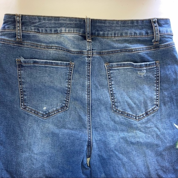 Est 1946 Denim Embroidery Distress Crop Womens Jean 12 Blue - Picture 7 of 12